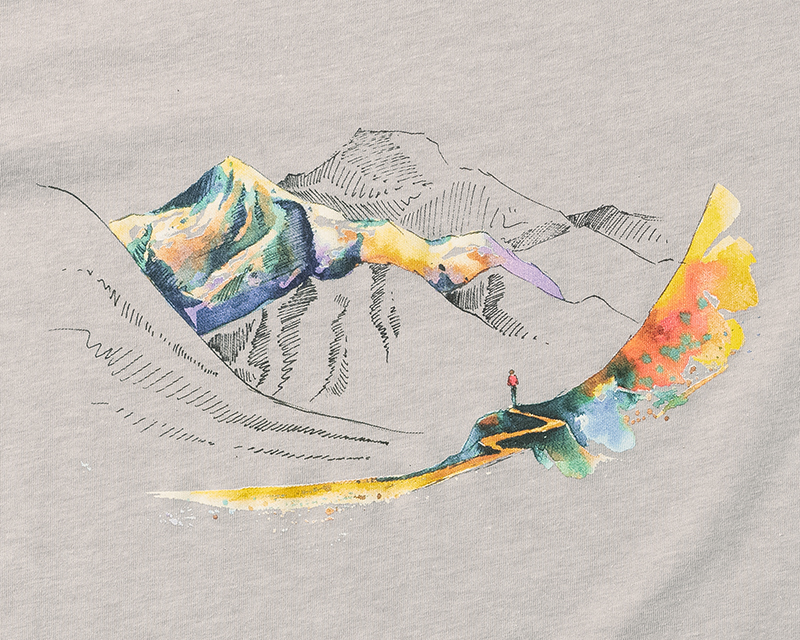 Detailed image of the Elevation Tee mountainscape design