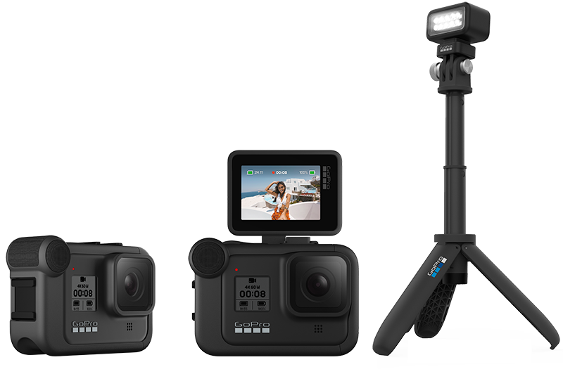 HERO8 avec les modules, les accessoires et les fixations